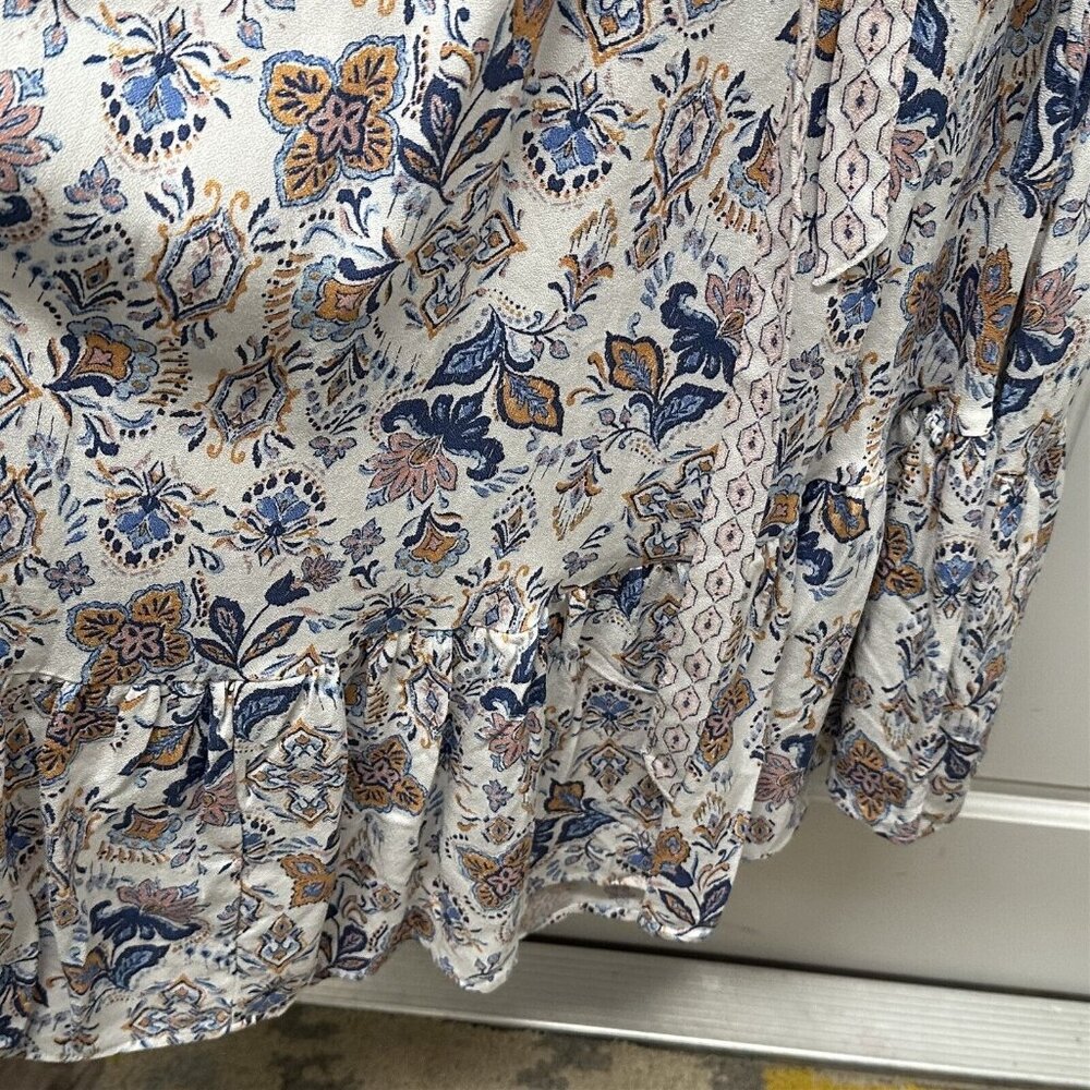 Lucky Brand Dress Peasant Cowgirl Paisley Blue White Cottage Core NEW - Picture 6 of 11